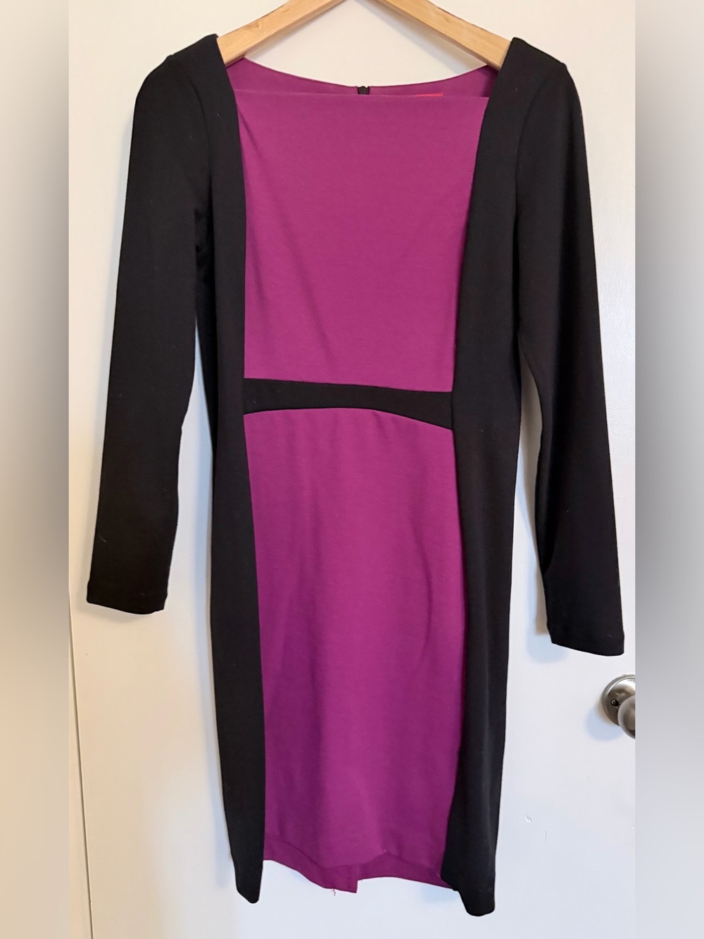 Narciso Rodriguez Magenta and Black Long Sleeve Colorblock Dress